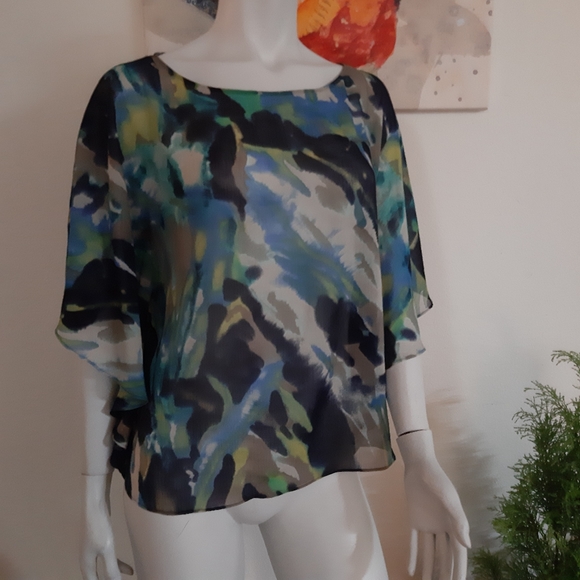 $5 W/BUNDLE I-N-C Blouse Blues & Greens Size 2 - Picture 7 of 8